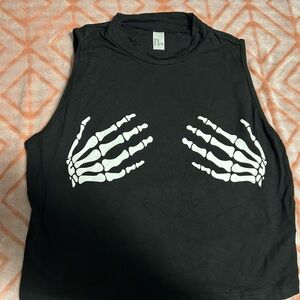Skeleton Hand Black Tank Top for Kids